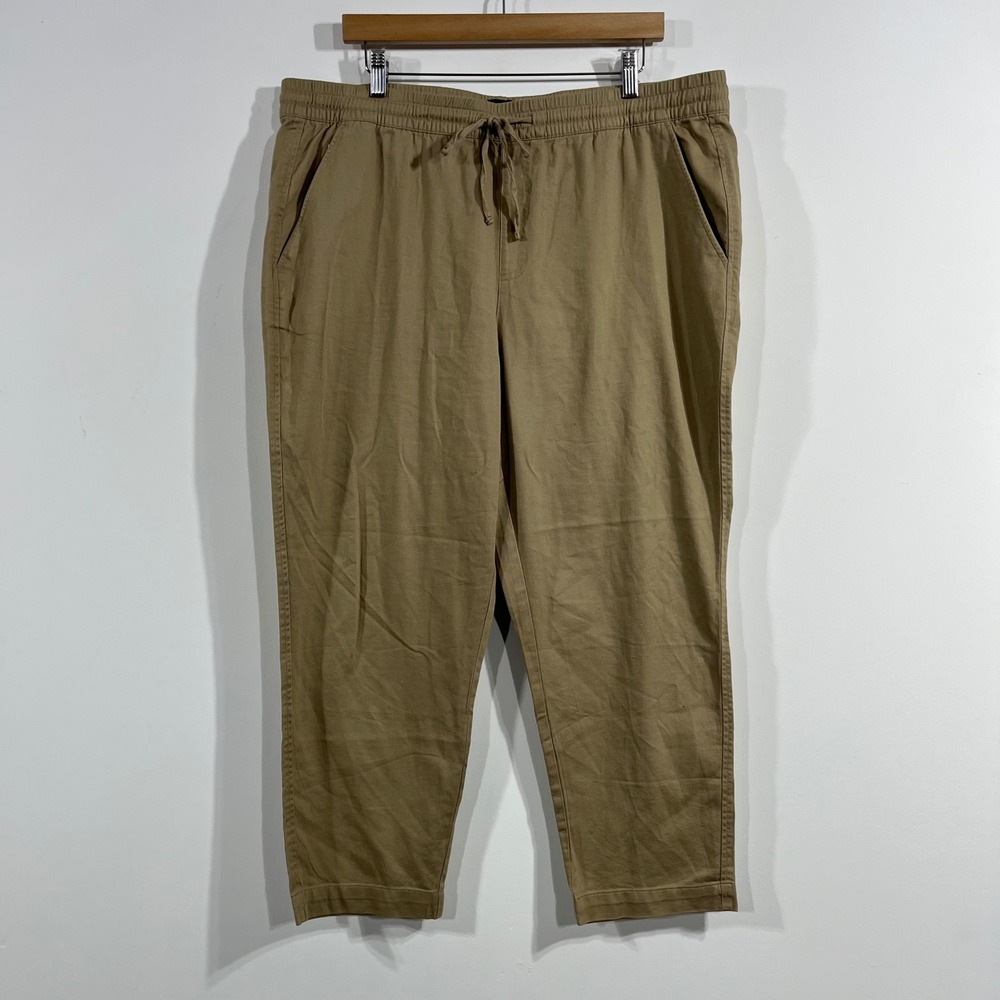 GAP Granola Fisherman Pull On Drawstring Twill Pants Womens XL Utility Neutral